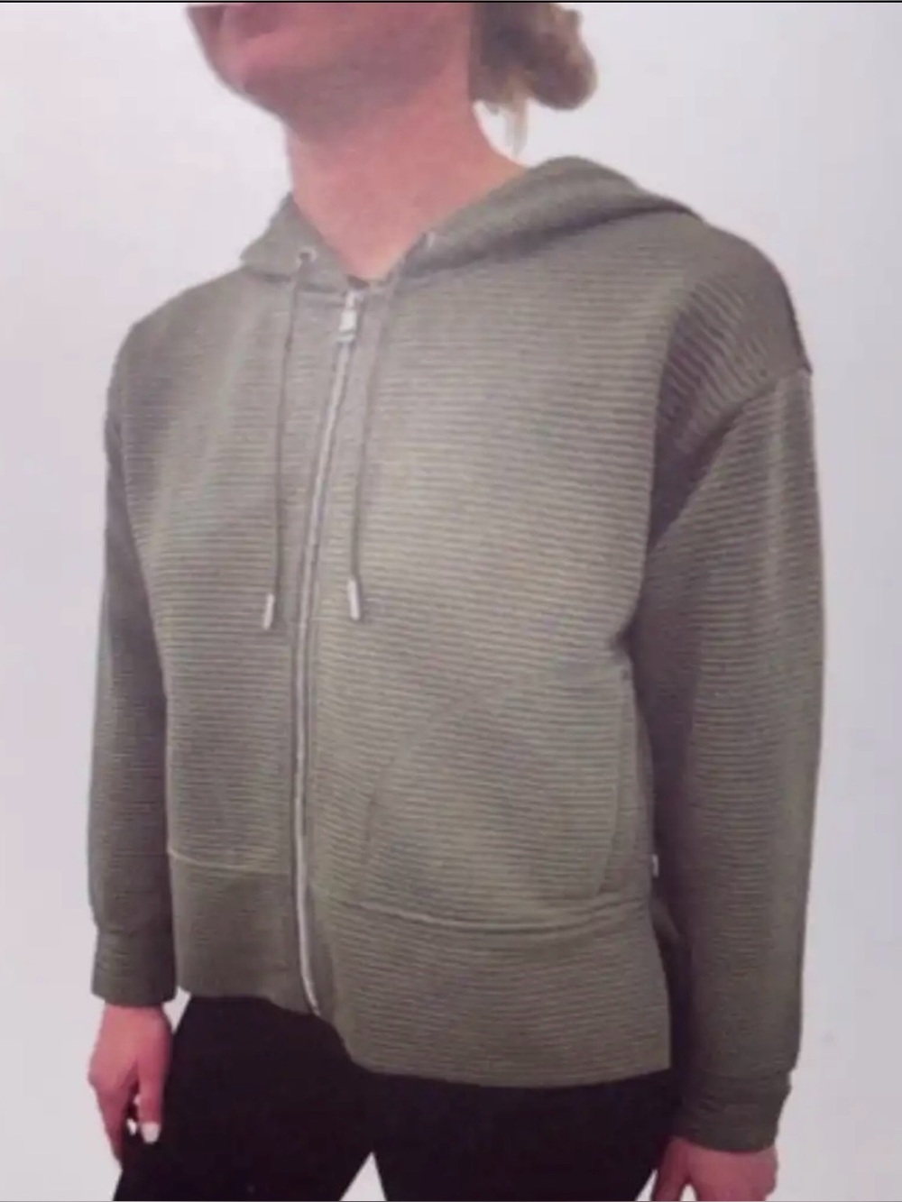 Women’s DKNY  Olive Green Hooded Zip Sweater